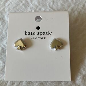 Kate Spade: NWT Metallic Silver Tone Spade Stud Earrings